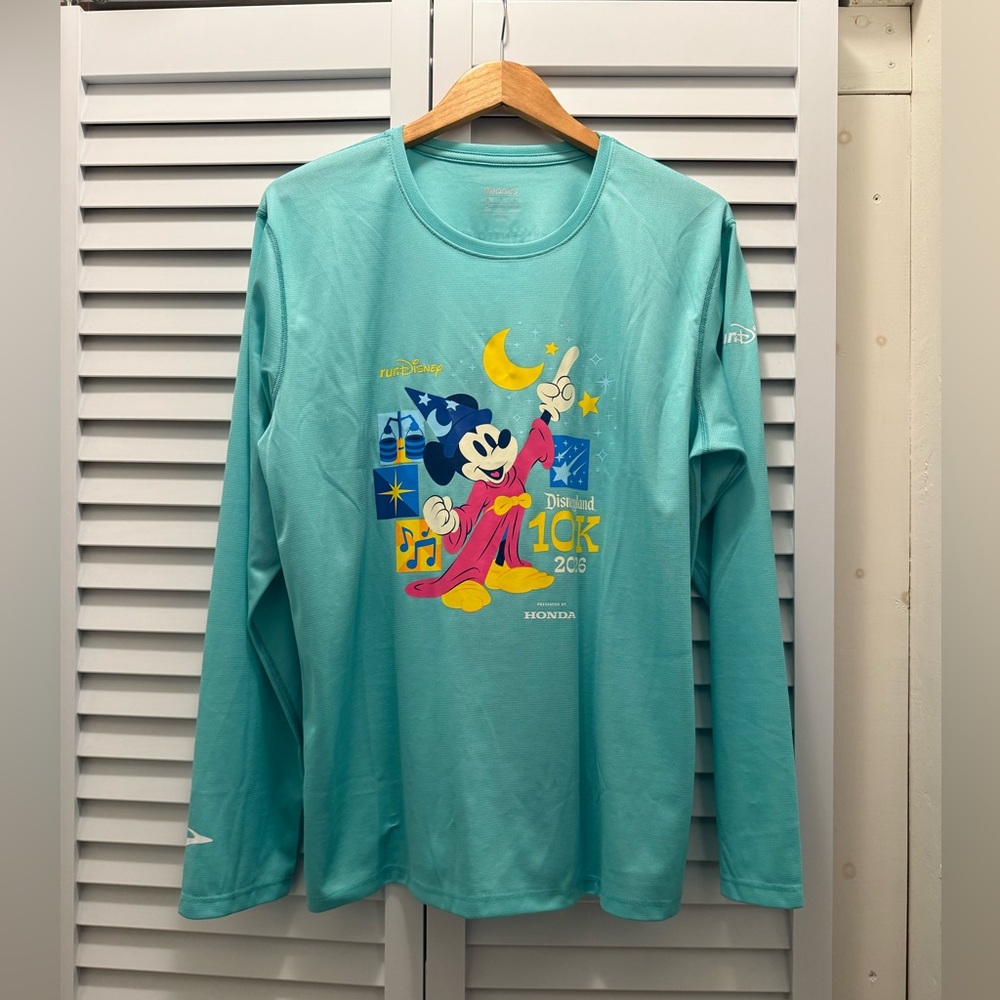 Brooks Teal Mickey Mouse Disneyland 10K Long Sleeve Shirt